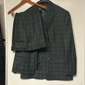 Sean John Dark Gray Checkered Suit